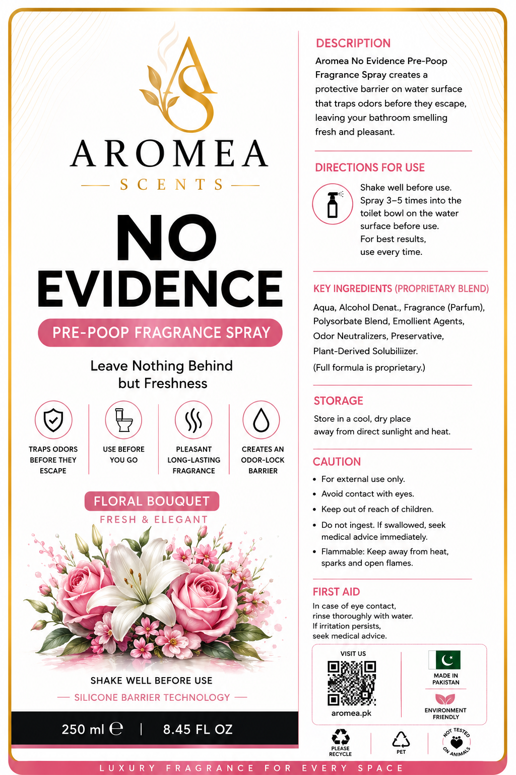 Aromea No Evidence Floral Bouquet Pre-Poop Fragrance Spray