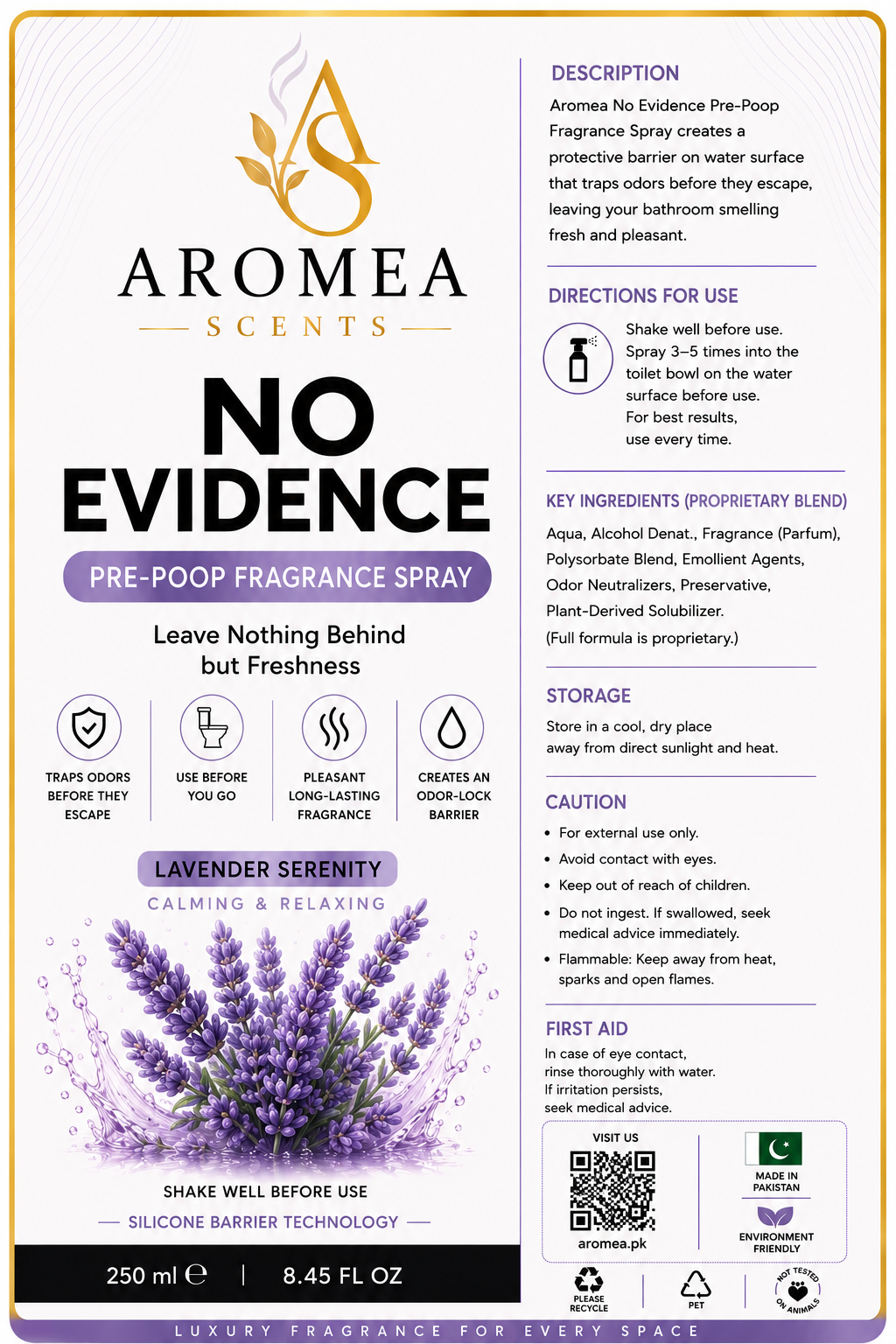 Aromea No Evidence Lavender Serenity Pre-Poop Fragrance Spray